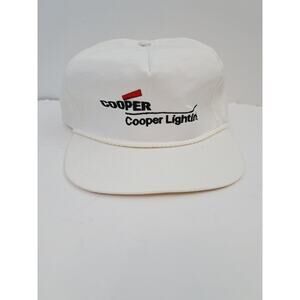 Vintage Cooper Lighting White Snapback Hat Cap Made In USA Halo